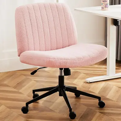 Chairs Height Adjustable Criss Cross Chair with Wheels- Armless Desk Chair with Wheels Cross Legged Office Chair Wide Swivel ...
