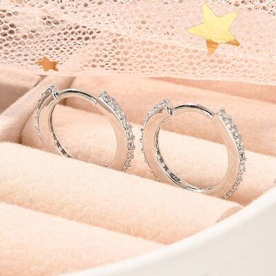 Rack Plating Brass Micro Pave Cubic Zirconia Hoop Earrings