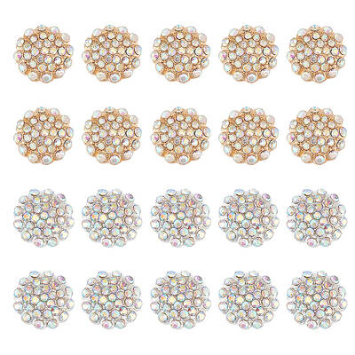 20Pcs 2 Colors Zinc Alloy Rhinestone Jewelry Snap Buttons