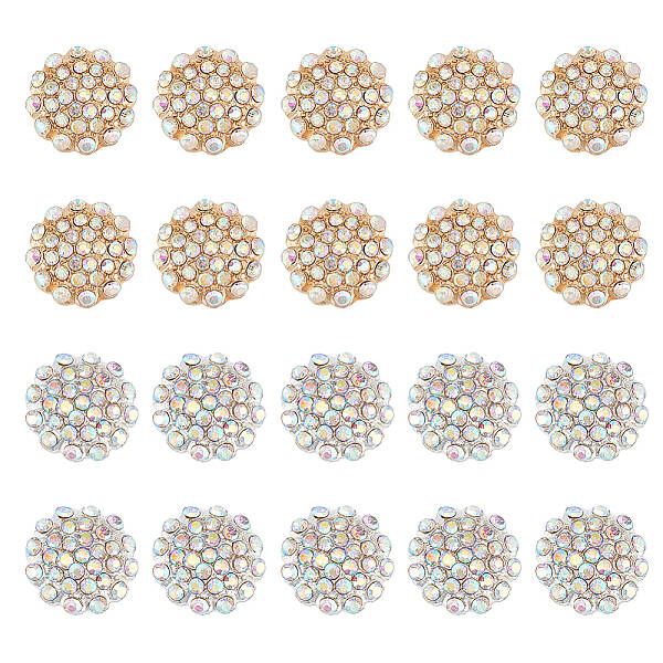 20Pcs 2 Colors Zinc Alloy Rhinestone Jewelry Snap Buttons