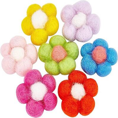 14Pcs 7 Colors Wool Needle Felting Flower Crafts