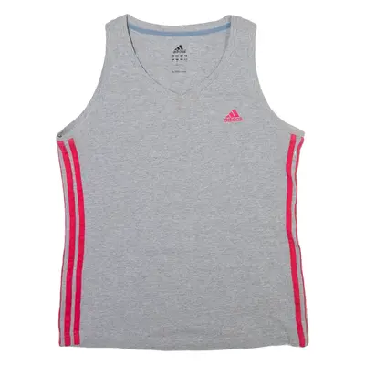 ADIDAS Girls T-Shirt Grey Sleeveless V-Neck L