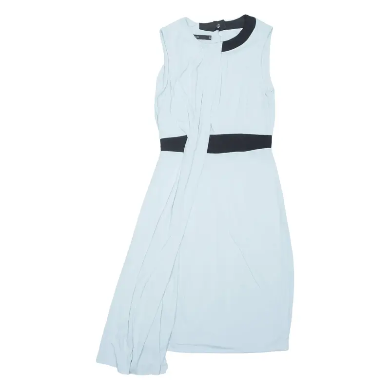 KAREN MILLEN Layered A-Line Dress Blue Viscose Sleeveless Midi Womens UK 8