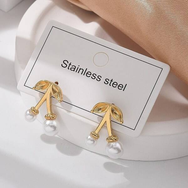 Cherry 304 Stainless Steel Stud Earrings