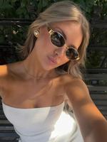 Women's Vintage Oval Frame Sunglasses, Trendy Casual Sunglasses for Everyday Use, Fashion Modern Accessories for Outdoor Acti...