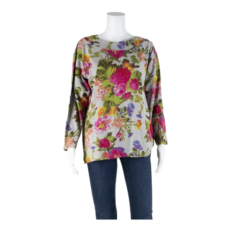 Womens Printed Top Pink 3/4 Sleeve Floral M
