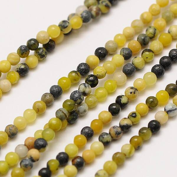 Natural Gemstone Yellow Turquoise(Jasper) Round Beads Strands