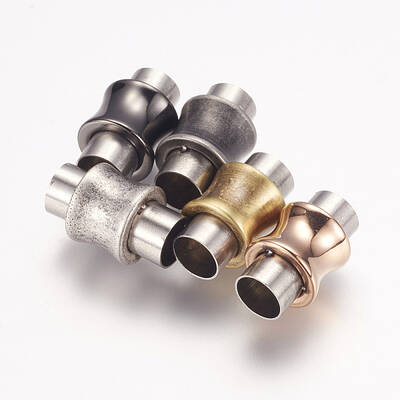 304 Stainless Steel Magnetic Clasps with Glue-in Ends