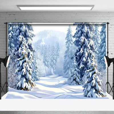 Aperturee Tranquil Winter Forest Snowy Canvas White Backdrop - Aperturee