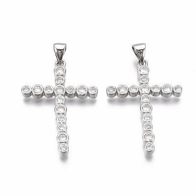Brass Micro Pave Clear Cubic Zirconia Pendants