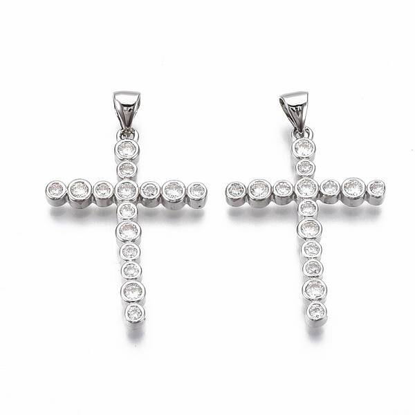Brass Micro Pave Clear Cubic Zirconia Pendants