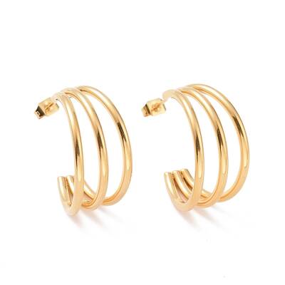 PVD Vacuum Plating 304 Stainless Steel C-shape Stud Earrings