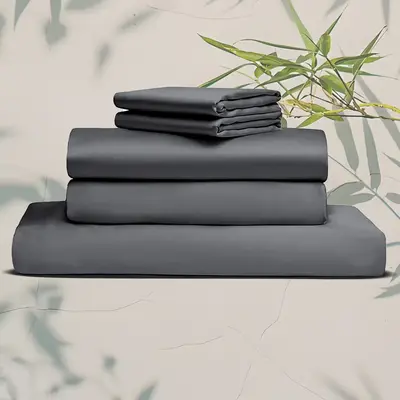 Cherryarn Bamboo Sheets Set 4 Piece , Luxuriously Soft Luxury Bedding Sheets & Pillowcases, 15 Inch Deep Pocket, Machine Wash...