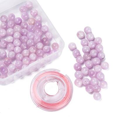 100Pcs 8mm Natural Kunzite Round Beads