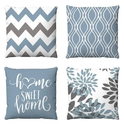 Letter & Floral Pattern Pillow Case, 4 Counts Square Throw Pillow Cover Without Filler, Durable Decoration Supplies For Livin...