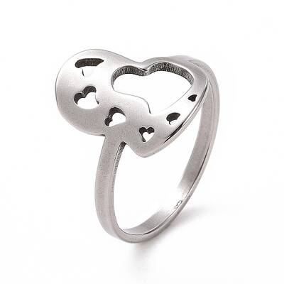 Non-Tarnish 201 Stainless Steel Heart Finger Ring