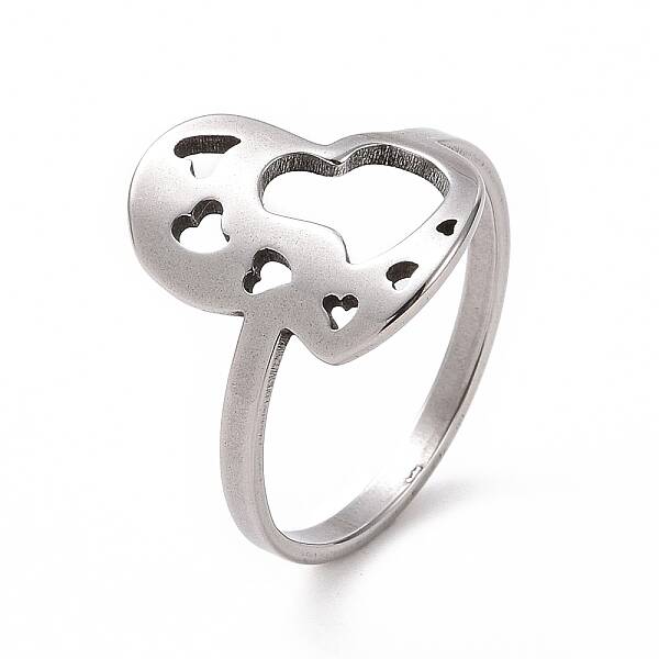 Non-Tarnish 201 Stainless Steel Heart Finger Ring