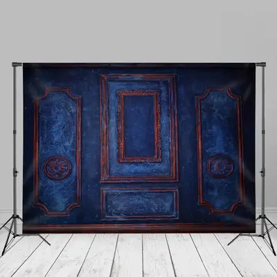 Vintage Indigo Print Redwood Door Backdrop For Photo - Aperturee