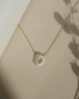 Dawn Initial Necklace | Metal Color: Solid 14K Gold | Style: D