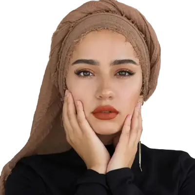 'Camel Brown' Crinkle Cotton Hijab