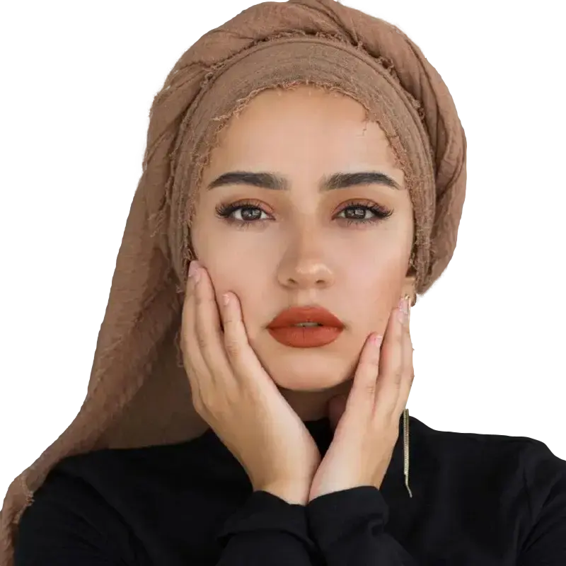 'Camel Brown' Crinkle Cotton Hijab