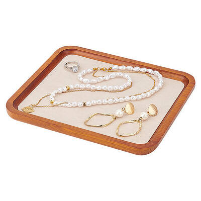 Wood Jewelry Storage Tray with Velvet Mat Inside