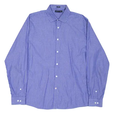 TOMMY HILFIGER Slim Fit Mens Shirt Blue Striped Long Sleeve L
