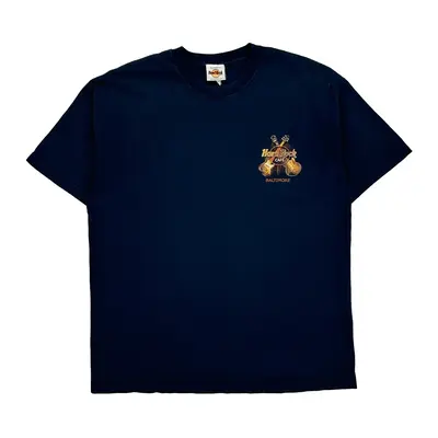 Baltimore Hard Rock Cafe Graphic T-Shirt - Large Navy Cotton