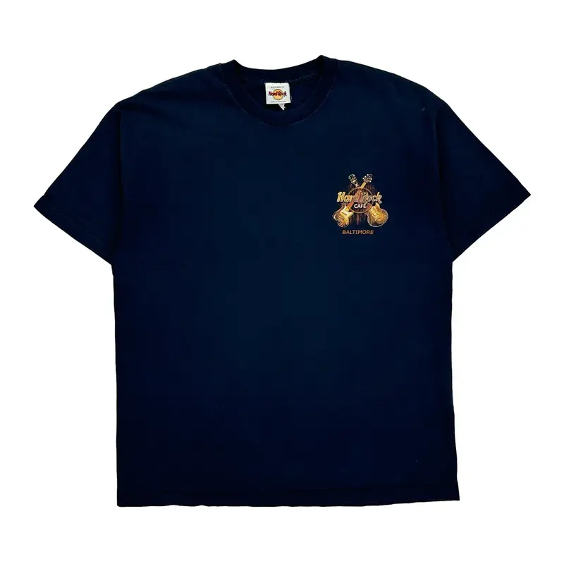 Baltimore Hard Rock Cafe Graphic T-Shirt - Large Navy Cotton