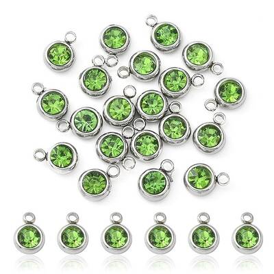 20Pcs 201 Stainless Steel Rhinestone Charms