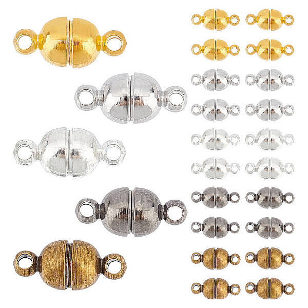 100 Sets Round Brass Magnetic Clasps for Bracelet Necklace Making