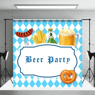 Blue White Rhombus Oktoberfest Beer Party Backdrop