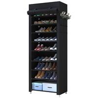 UDEAR 10 Tier Shoe Rack 9 Grids with Dustproof Cover Shoe Shelf Storage Organizer