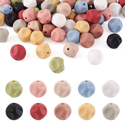 60Pcs 10 Colors Cube Food Grade Eco-Friendly Silicone Focal Beads