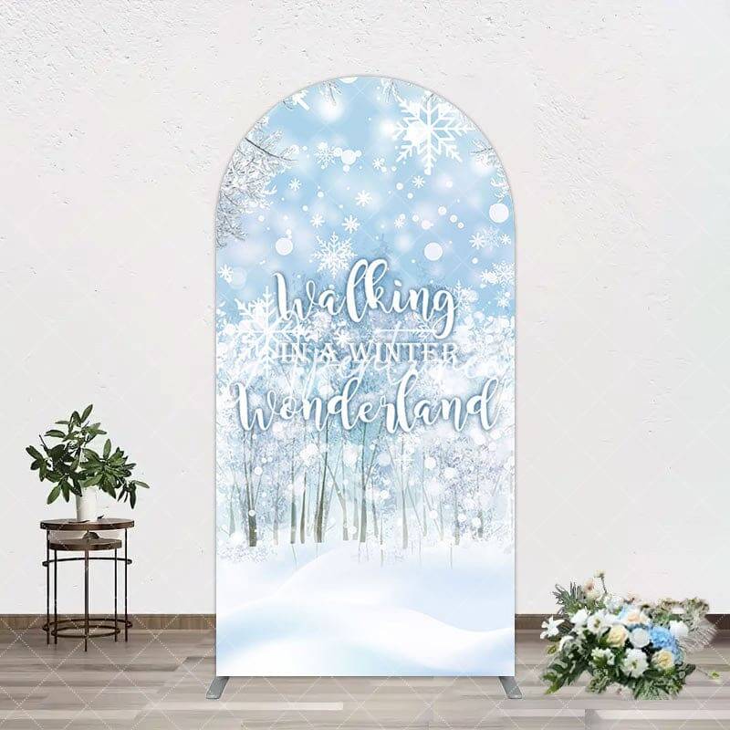 Aperturee Snowy Walking In A Winter Wonderland Arch Backdrop, 1.6X4FT(0.5X1.2M), 38.18 USD, arch backdrop kit, GAH0D617-A