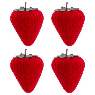 Strawberry Shape Velvet Rings Storage Gift Boxes