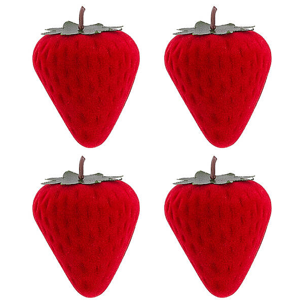 Strawberry Shape Velvet Rings Storage Gift Boxes