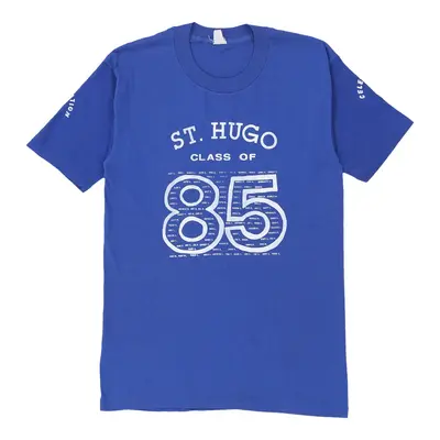 Single Stitch 1980s St. Hugo Class of 85 Unbranded Graphic T-Shirt - Small Blue Cotton