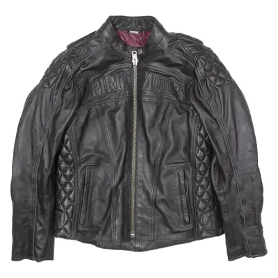 SPIRIT MOTORS Mens Motorcycle Jacket Black Leather S