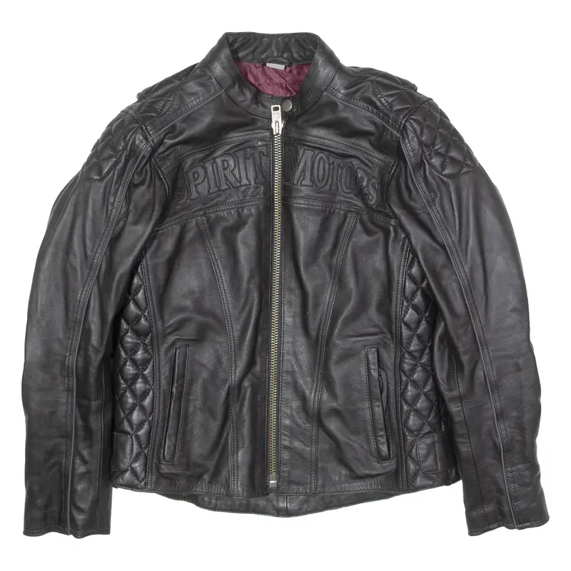 SPIRIT MOTORS Mens Motorcycle Jacket Black Leather S