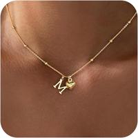 Initial Necklaces for Women,Dainty Letter Necklace 14K Gold Plated Heart Initial Pendant Necklace Simple Gold Choker Necklace...