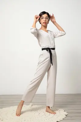V-neck Jumpsuit - Natural | Size: S