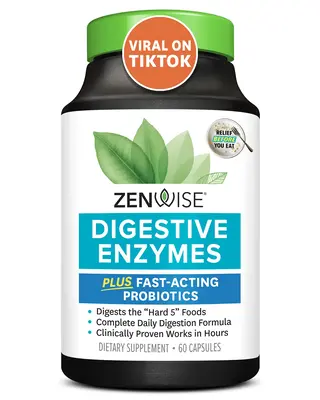 Zenwise Digestive Enzymes with Probiotics and Prebiotics for Gut Health and Bloating Relief - Boost Gut Health + Reduce Bloat...