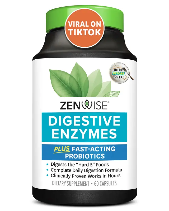 Zenwise Digestive Enzymes with Probiotics and Prebiotics for Gut Health and Bloating Relief - Boost Gut Health + Reduce Bloat...