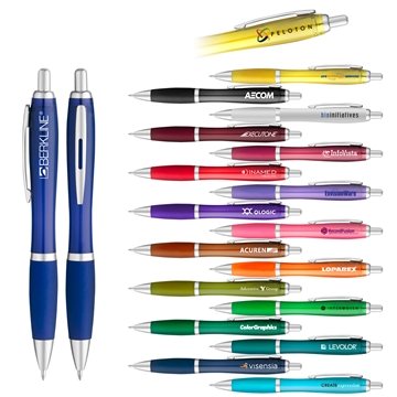 100 Customized Translucent Curvaceous Ballpoint - Rubberized Grip ...