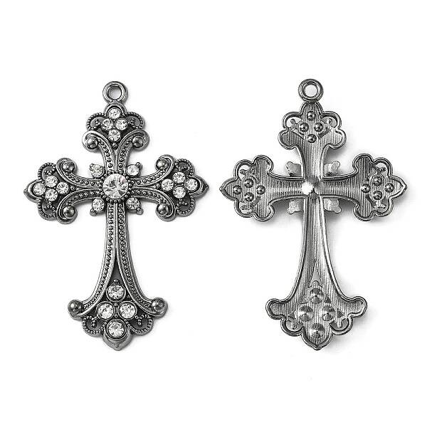 Alloy Rhinestone Cross Big Pendants