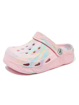 HOBIBEAR Boys' Cave Shoes Sandals Summer Girls' Baotou Tie Dyeing Mixed Color Beach Shoes Cool Drags