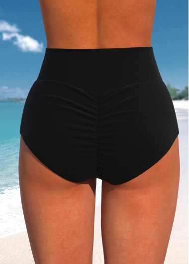 Modlily Wide Waistband High Waisted Black Bikini Bottom - XXL