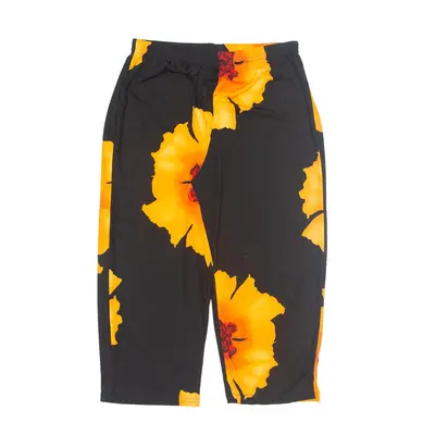 Floral Print 3/4 Lightweight Black Trousers W26 L29