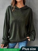 【Plus Size】 Plain Drop Shoulder Hoodie, Casual Long Sleeve Hooded Sweatshirt for Fall & Winter, Essential Hoodies, Women'...